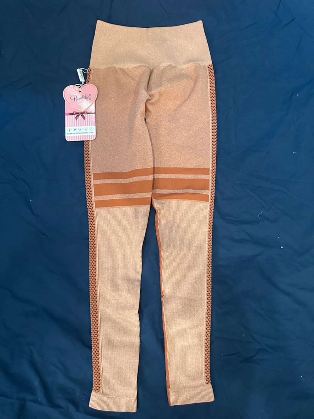 Bombshell Sportswear Peach Shimmer Leggings Size XS/S NWT - Picture 4 of 9
